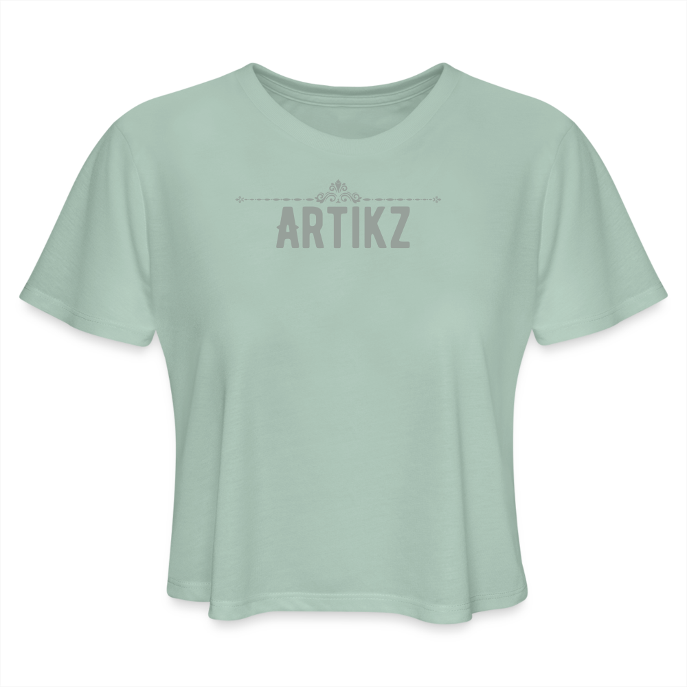 Cropped T-Shirt - dusty mint blue